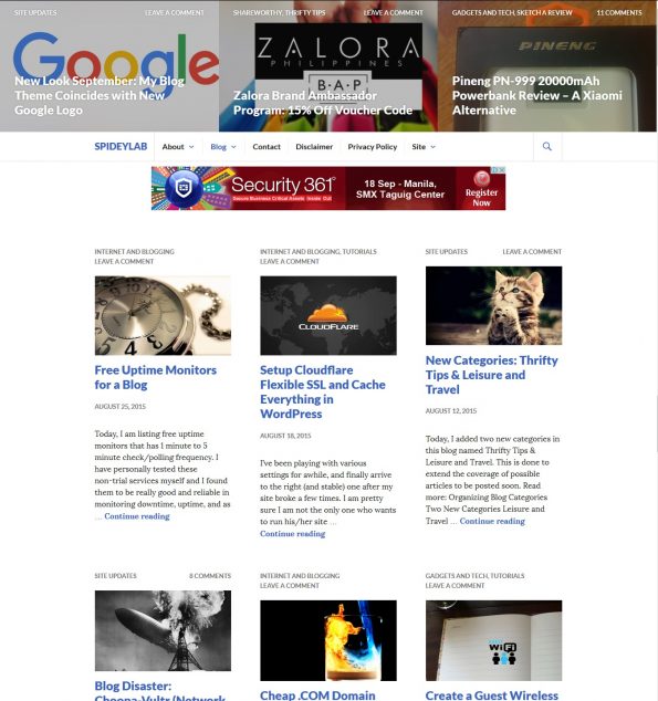 Snapshot of blog homepage running Gazette theme by Automattic.